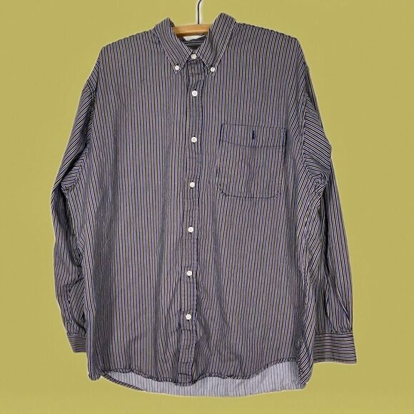 vintage 90s cherokee button up long sleeve shirt XL 100% cotton‎ green purple - Picture 7 of 9